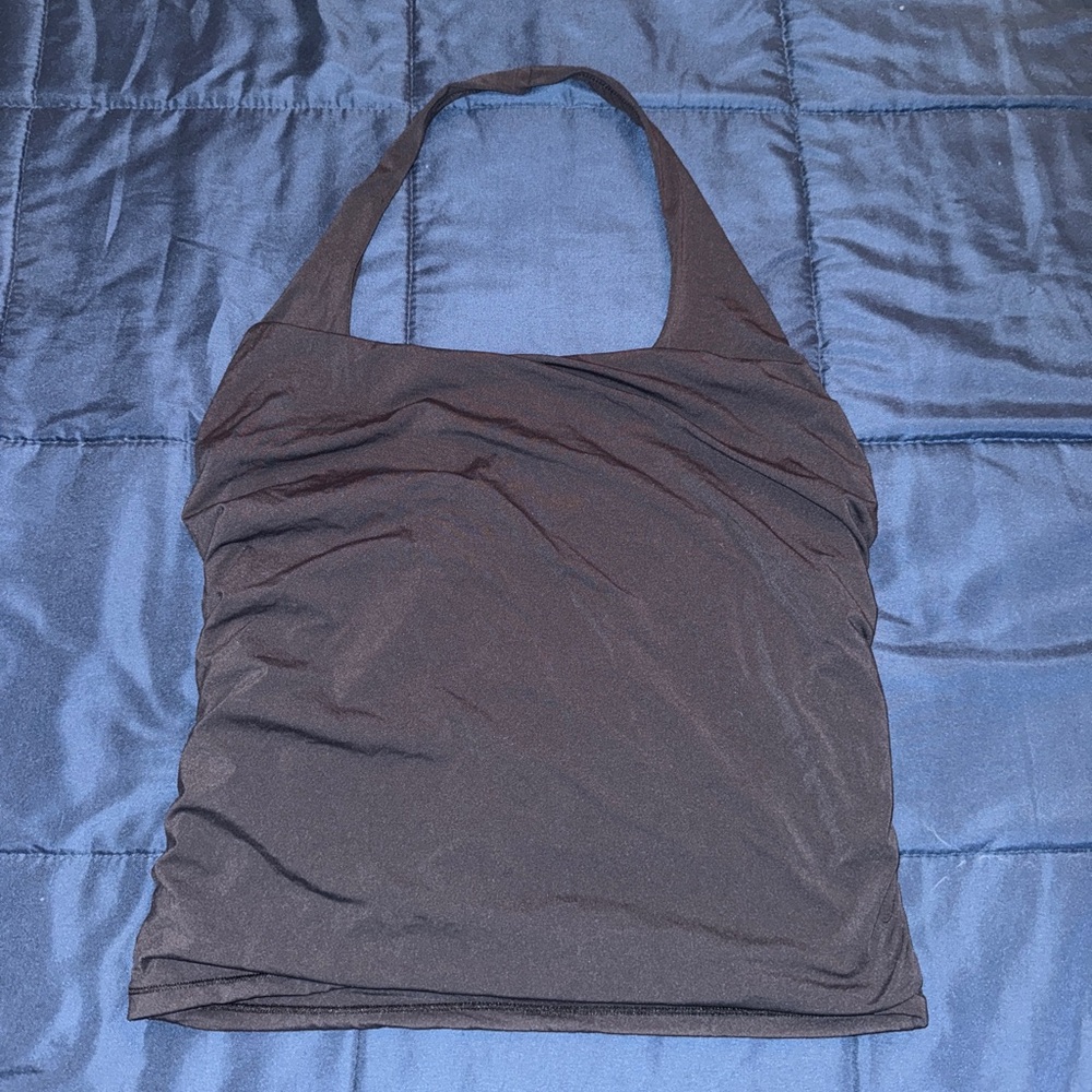 Black Halter Top with Ruched Sides